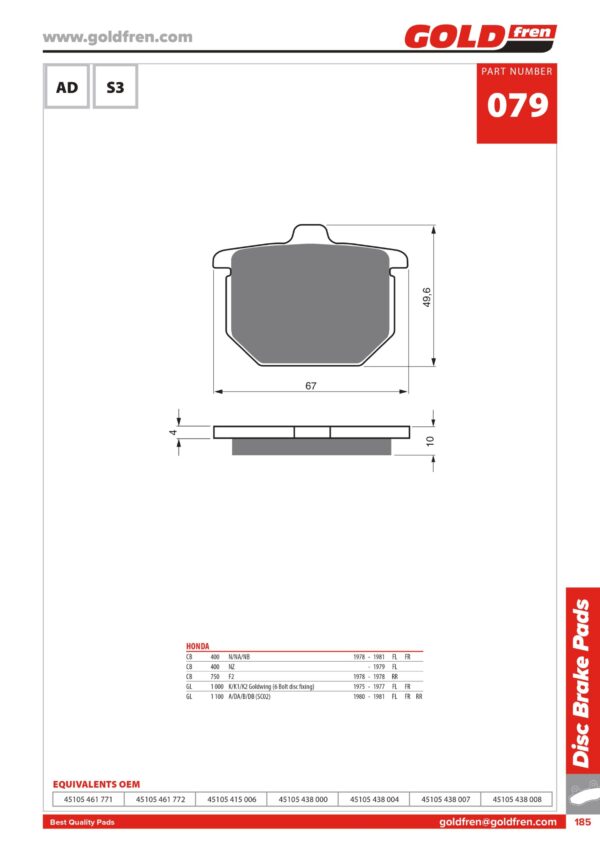 PASTIGLIE FRENO HONDA CB 750 CB 900 CBX 1000