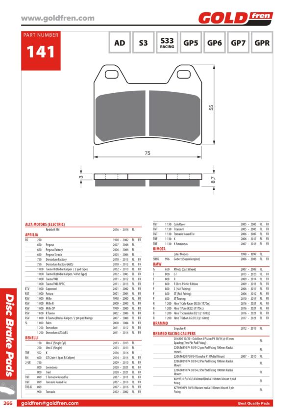 PASTIGLIE FRENI PISTA MOTARD SUPERMOTARD SUPERBIKE STRADALE BREMBO P4 RADIAL 100MM 108MM DUCATI, MV AGUSTA, YAMAHA, BMW, KTM HUSQVARNA, APRILIA