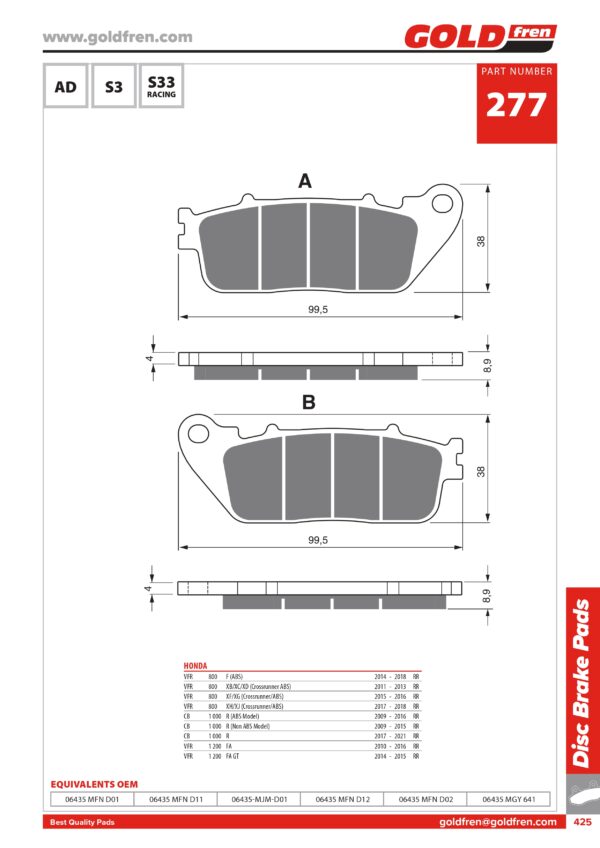 PASTIGLIE FRENI HONDA VFR 800, HONDA VFR 800 CROSSRUNNER, HONDA CB 1000 R, HONDA VFR 1200