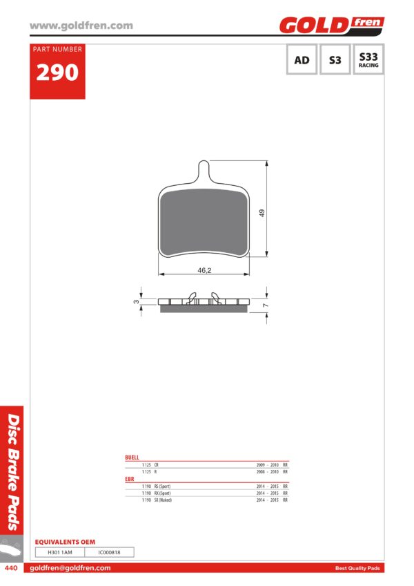 PASTIGLIE FRENI BUELL 1125 CR POSTERIORE